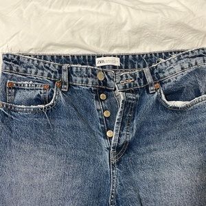 Dark blue denim straight jeans